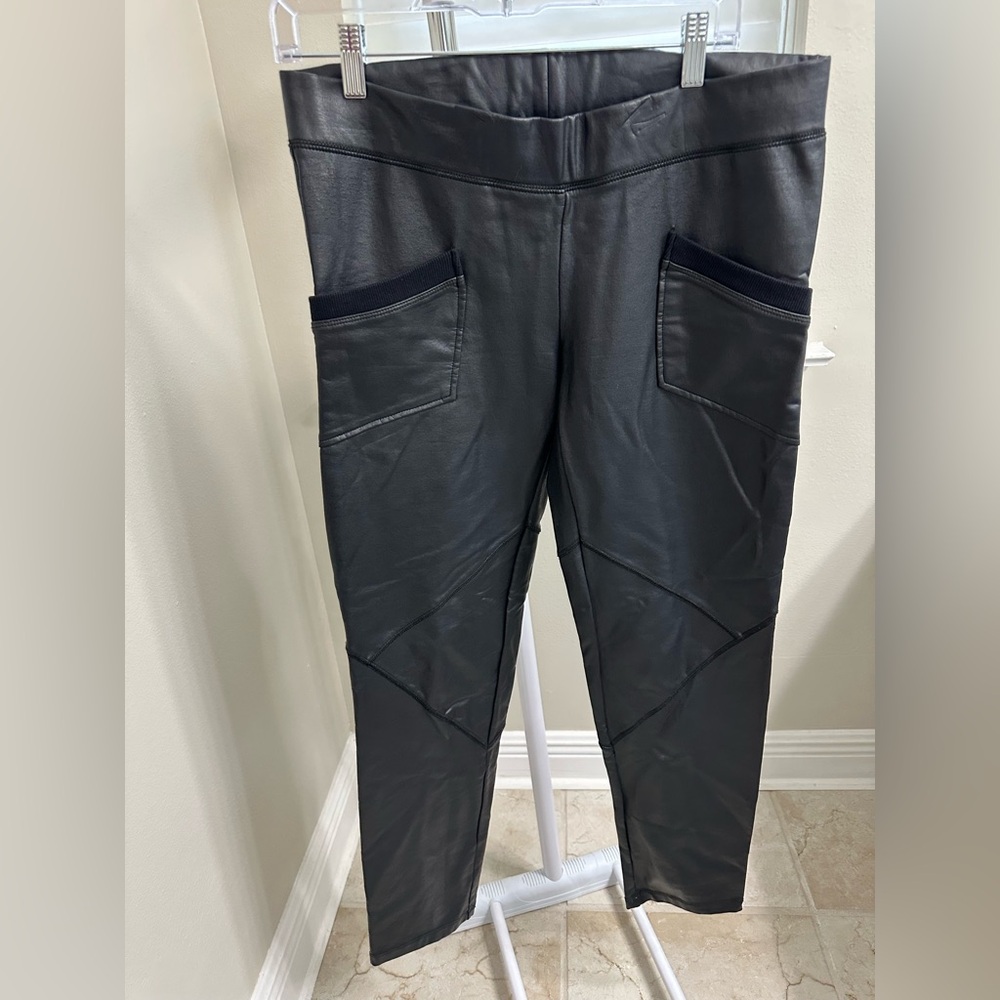 Stylish Black Vegan Leather Pants, Love YaYa, Size 4